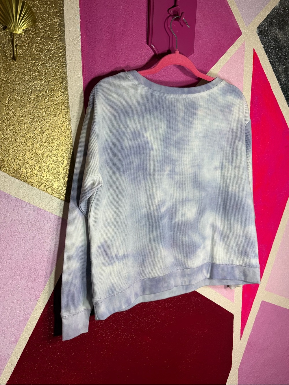 Splendid Gray Waffle Knit Tie Dye Pullover Sweatshirt Small - Picture 6 of 14